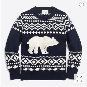 J. Crew Crewcuts Boys' bear fair isle crewneck holiday sweater Size 8
